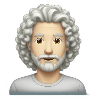 White-skinned face with a medium beard and thick curly hair sticker