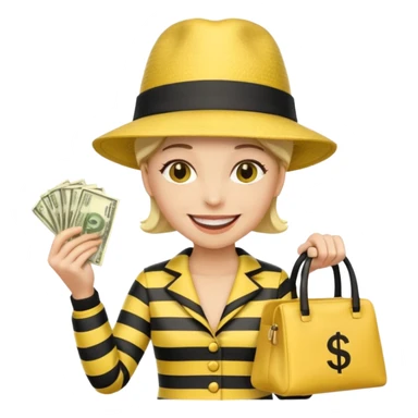 A Robber that just robes a bank** and that has yellow and black stripes that has a bag qith money inside with a chapeau sticker