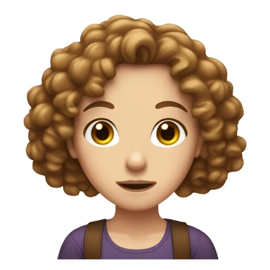 WhiteGirl with brown curly hair shrugging  sticker