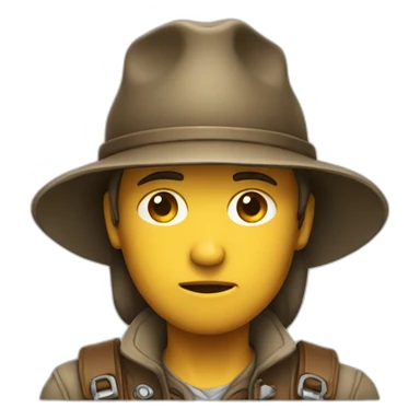 sad explorer with a hat, only head sticker