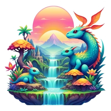 divine complex gradients aesthetic-scenery-Fakémon-creature sticker