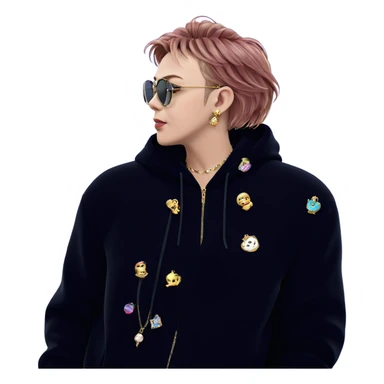 girl in profile with jewelry sticker