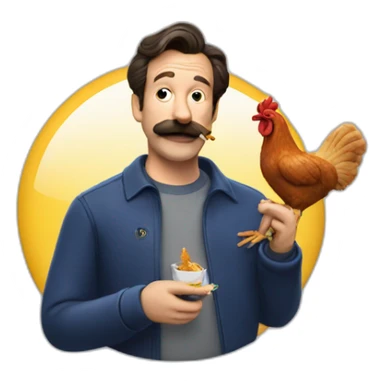 Ted Lasso smoking a chicken sticker