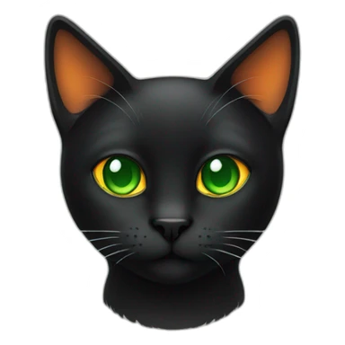 black cat with green and orange eyes sticker