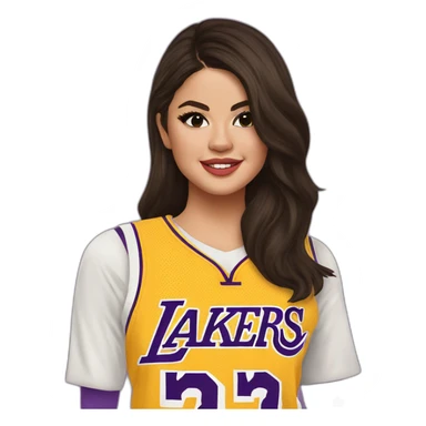 selena gomez wearing yellow lakers jersey sticker