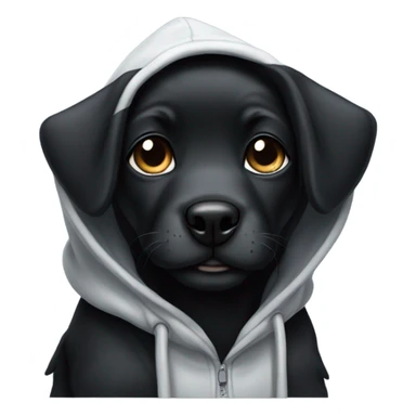 Cute black puppy with a hoodie on sticker