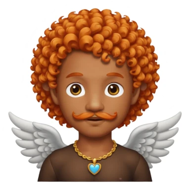 Black cupid with orange hair and mustache sticker