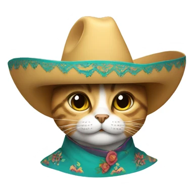 cat wearing a mariachi hat sticker