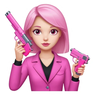 White Girl hand pink nails holding pink gun sticker
