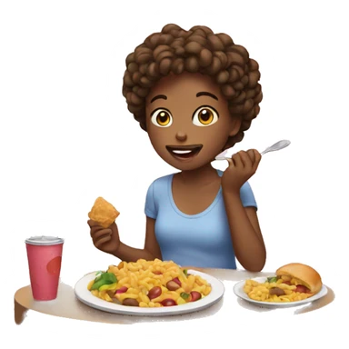 girl eating food sticker
