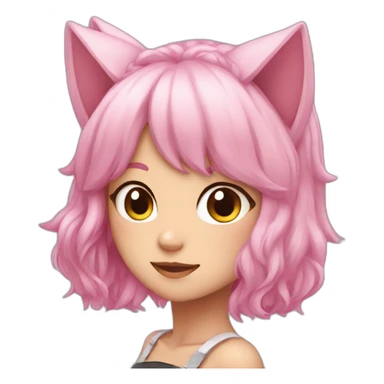 pink haired anime girl with cat ears sticker