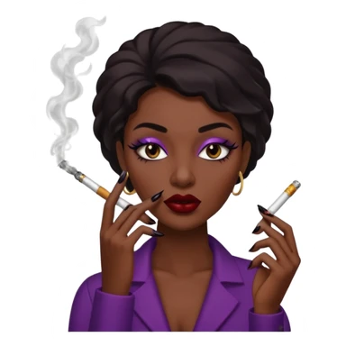 Baddie smoking face with lashes and nails  sticker