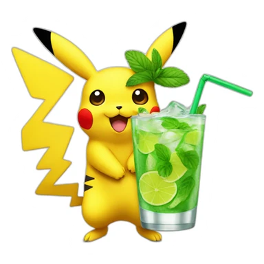 Pikachu with mojito sticker