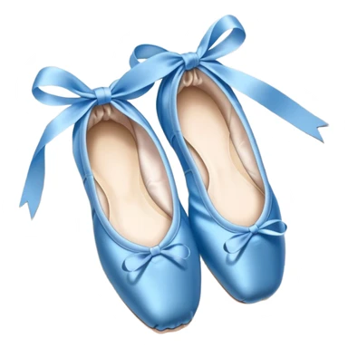 cinematic-realistic-ballet-shoes,-soft-satin-blue-pointe-shoes-with-delicate-ribbons,-resting-gently-on-a-polished-wooden-floor,-subtle-creases-in-the-fabric,-glowing-under-the-warm-golden-light-of-a-rehearsal-studio,-evoking-ele sticker