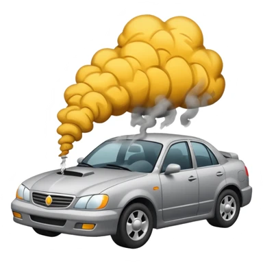 crashed car with smoke sticker