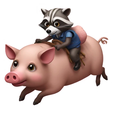 Raccoon riding a pig sticker