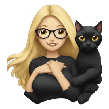 Black cat being held by a blonde woman with glasses sticker