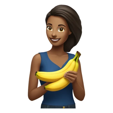 beautiful brunette eating a banana sticker