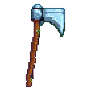 a pixel art pickaxe like in Minecraft game, side view sticker