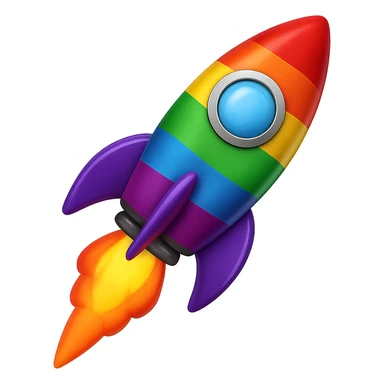 gay pride emoji, rainbow rocket, soaring upward sticker