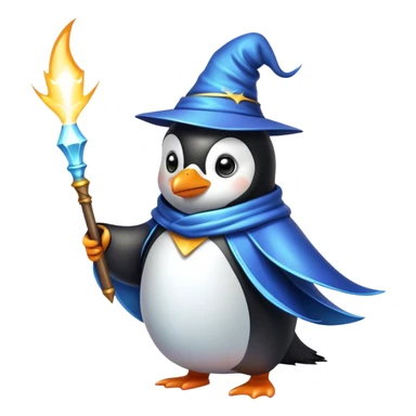 penguin wizard with sparks coming out of his wand sticker