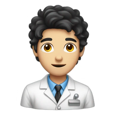 chemistry boy with black hair and his instumants on his hand sticker