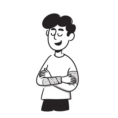 an injured man with a bandage, hand drawn doodle style sticker