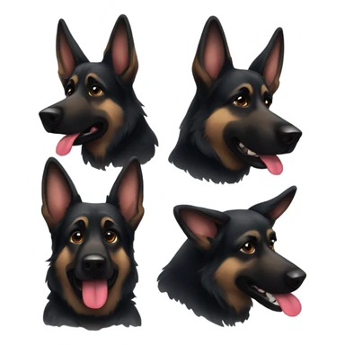 Dark German shepherd with a bow sticker