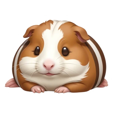 Meme-Worthy Cute Sleeping Brown and White Banded Guinea Pig Portrait Emoji, Head resting peacefully with a contented smile, showcasing a delightfully chubby build and a luxuriously soft banded coat of brown and white, eyes shut in a serene, cozy nap, Simplified yet hilariously adorable features, highly detailed, glowing with a soft, drowsy light, high shine, relaxed and utterly lovable, stylized with an air of playful laziness, bright and heartwarming, soft glowing outline, capturing the essence of a comically sleepy guinea pig, so meme-worthy it feels like it could instantly become the next viral sensation of adorable slumber! sticker