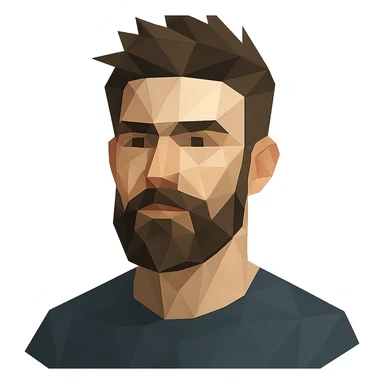 low-poly polygonal style man with beard and spiky hairstyle sticker