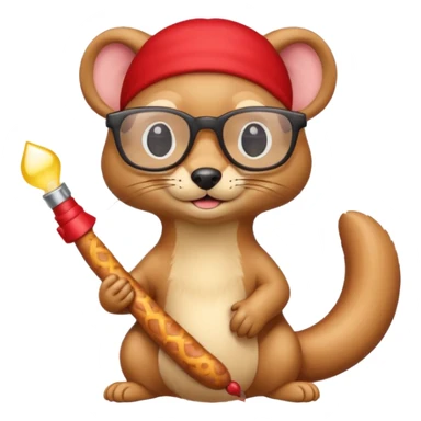 Weasel with glasses and wiener in his hand sticker