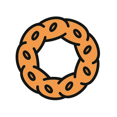 simit, Turkish sesame bread ring colored icon with sesame seeds sticker