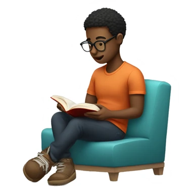 A student reading a book while chilling sticker