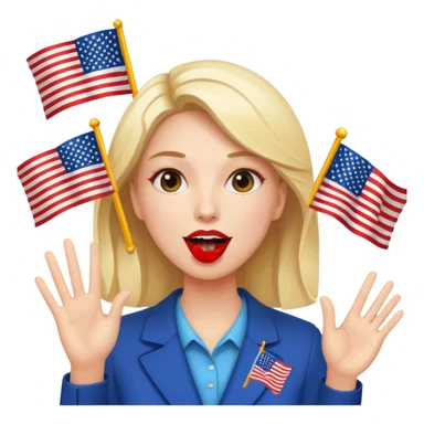 a woman is talking and the English and American flags are coming out of her mouth sticker