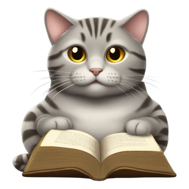 chubby gray tabby cat with golden stomach reading Bible sticker