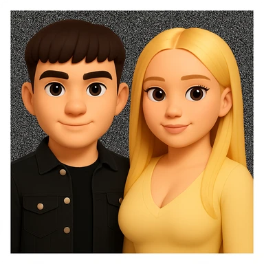 Slightly increase the volume of the upper body of the girl, slightly turn her to face forward, and make the skin color uniform. The original style is 3D emoji, which does not support editing, so please keep the 3D emoji style look while making these changes. sticker