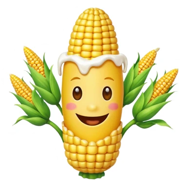 Happy corn with white paint  sticker