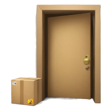 door with cardboard box in front of it sticker