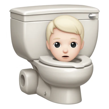 A toilet with a head sticking out of it sticker