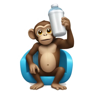 monkey drinking protein drink sticker