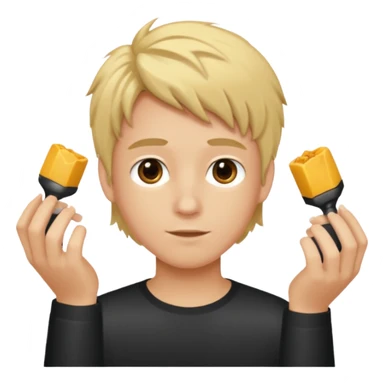 Je veux un garçon brun avec des mèches blondes qui montre à la caméra ses cheveux avec des mèches blondes sticker