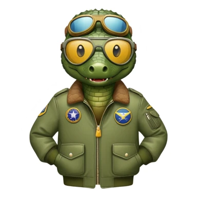 crocodile wearing bomber jacket and aviator goggles sticker