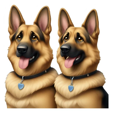 two german shepherds sitting next to each other sticker