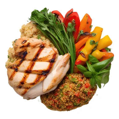 round white plate with healthy food sticker