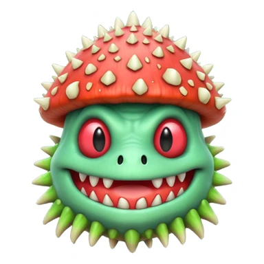 poisonous mushroom monster portrait, head and shoulders only, toxic green glow, scary grin, spiky mushroom head, 3D cartoon, mobile game icon style, clean background, no text, no watermark

 sticker