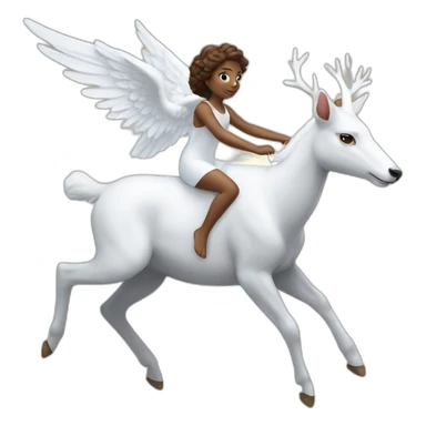 A angel riding a white deer sticker