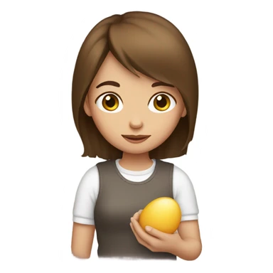 Brown hair girl holding an egg sticker