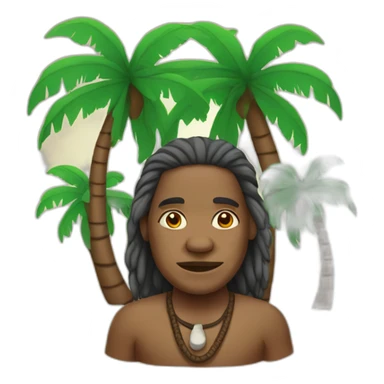 Aborigine with palm trees in background sticker