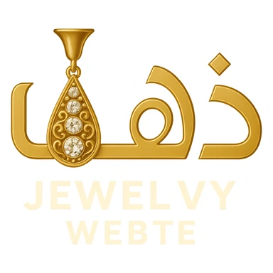 Change the shape of the letter 'ه' in the word 'ذهب' to look like an innovative and luxurious jewelry element, highlighting golden details, no background. sticker