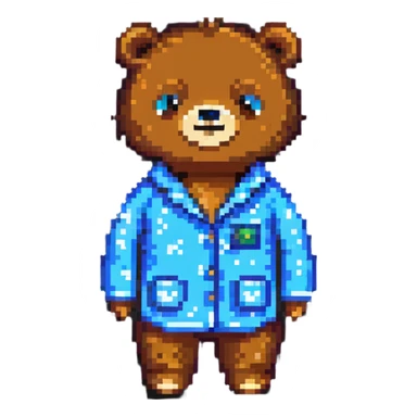 bear in pajamas pixel art sticker